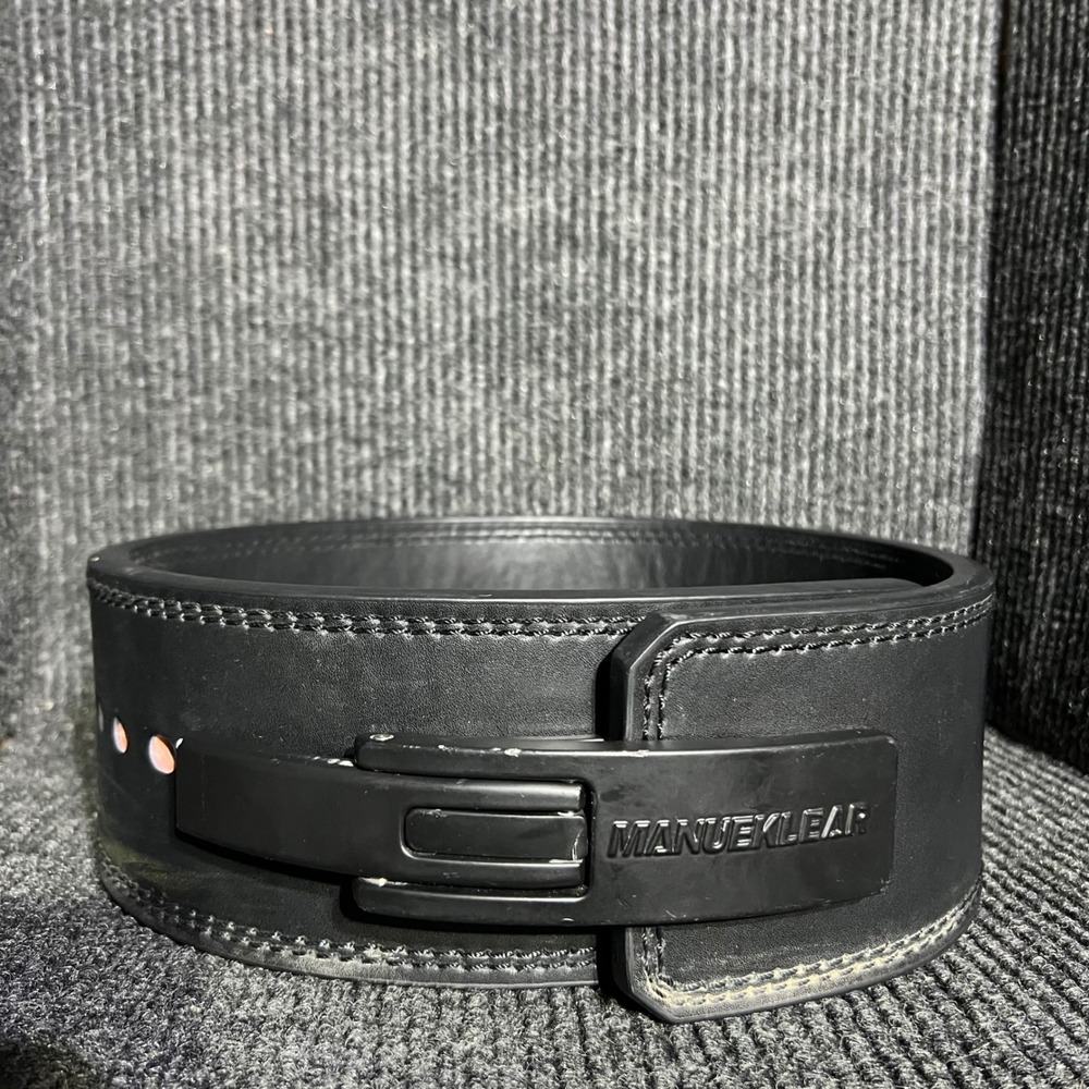 Manueklear Lever Weightlifting Belt Unisex Black Leather Powerlifting Gym Gear